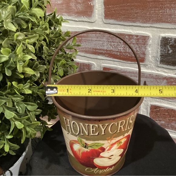 Metal Tin Crafted Bucket w Handle - Honey Crisp Apples Design - Vintage Look - Picture 8 of 8
